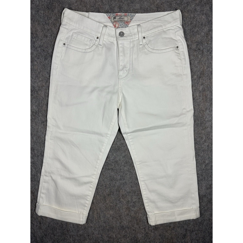 Levi's White Crop Jeans Women's Size 6 Mid Rise Cuffed Stretch Denim Capri Pants